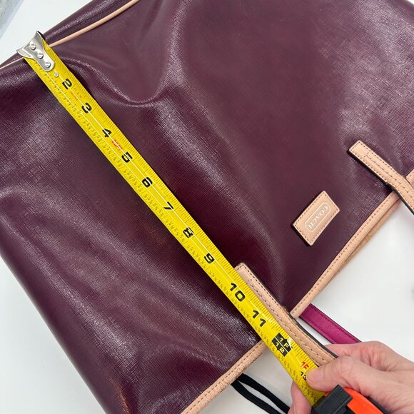 Coach Park Metro Patent Leather Large Tote Handbag Burgundy Red J1371-F25028 - Picture 10 of 16